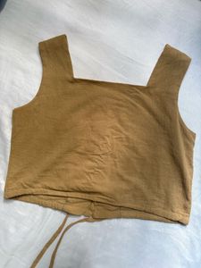 Cute Brown Button Tank Top