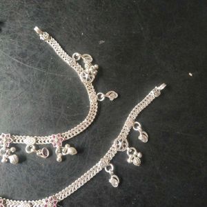 Slightly Used Pure Silver CZ Anklets For Women