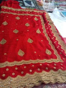 Red & Gold Embellished Saree (Issue)