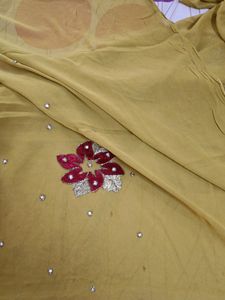Half -2  Brown Golden Saree With Blouse