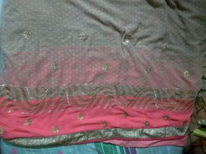 Elegant Beige and Peach Saree