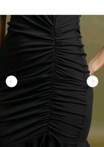 Asymmetrical Shoulder Black Dress