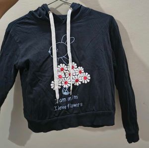 Cute Black Hoodie Crop Top