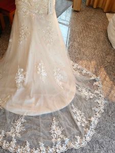 Elegant Champagne Wine Colour Lace Wedding Dress