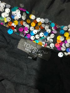 141212. Sequin Halter Top &amp; Black Shorts