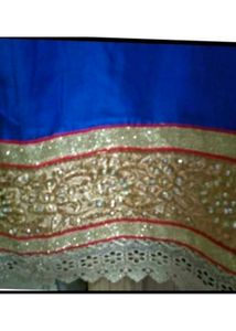 zari and kunden work cotton Elegant Blue &amp; Gold Sa