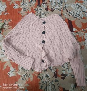Pink Buttoned Ponchu