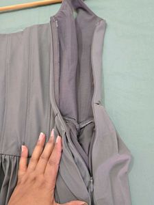 ZARA Grey Corset Flare Dress with Pockets