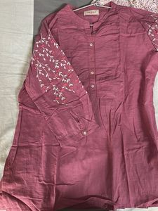 Embroidered Pink Tunic Top