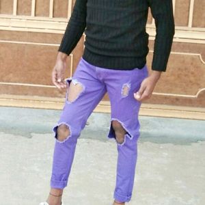 Ripped Purple Denim Jeans
