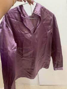Mauve Satin Shirt For Office Wear