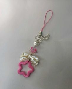 Magical Star &amp; Moon Phone Charm with Bow &amp; Pearls
