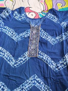 Blue Tie-Dye Embellished Tunic