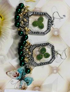 Clover Resin Drop Earrings 2 Pair Combo