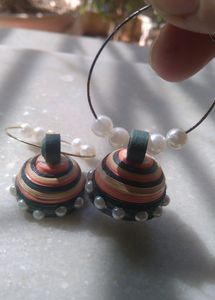 Beautiful Pearl Quilling Jhumkas