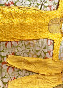 Yellow Cotton Kurta &amp; Pant