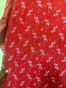 Red Floral Print Kurta