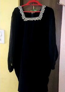 Vintage Black Velvet Dress With Puffy Sleeves