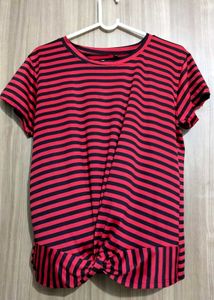 Striped Twist-Front Tee