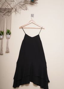 Black Ruffle Hem Halter Dress
