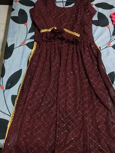 Maroon Naira Cut With Circular Plazzo
