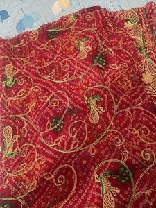 Red Bandhani Saree