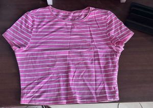 Pink Striped Shein Tee