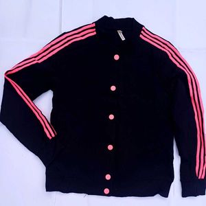 Black &amp; Pink Striped Button-Down Jacket