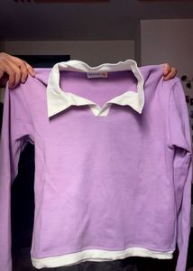 Lilac Polo Collar Sweatshirt