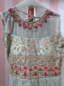 Glittering Floral Embroidery Party Gown