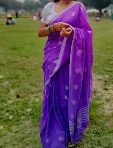 Elegant Purple Saree with white blouse
