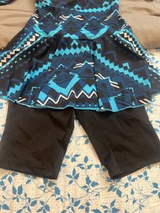 Blue Patterned Swimwear Set