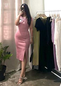 Pink Midi Dress with Slit
