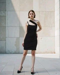 SHEIN Black One-Shoulder Midi Dress | Sexy Asymmet