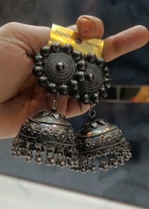 Oxidized Jhumka Earrings