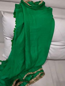 Green Dupatta with Pom Poms