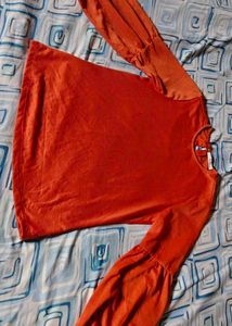 Rust Orange Puff Sleeve Top – Bold & Elegant