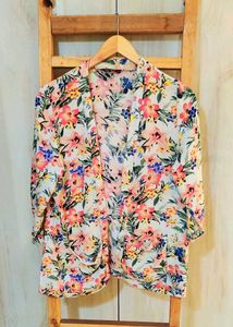 Orange Printed Shrug Size-38