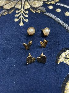 Earring Stud Set - Gold Toned