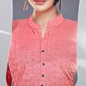 Peach Cotton Kurti