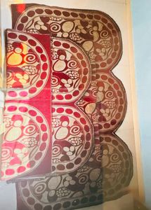 5 seater sofa cover- Royal red and golden work:3+2