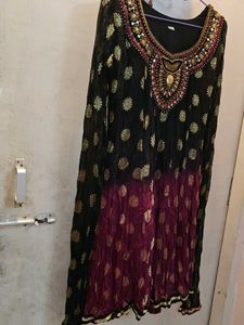 Designer Two-Shaded Embroidered Kurta with Dupatta