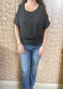 Chic Black Cold Shoulder Top