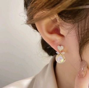 Pearl Heart Dangle Earrings