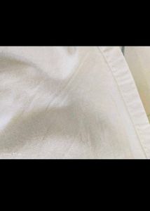 Thick Denim Fabric White Printed Bedsheet With 2 C