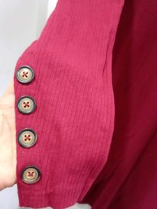 Maroon Ribbed Midi Dress