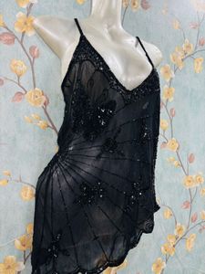 Y2k Beaded Black Butterfly Cami