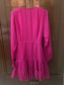 Magenta Wrap Mini Dress