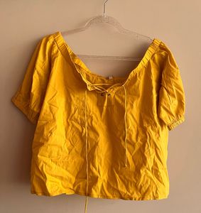 Off-Shoulder Lace-Up Neck Top