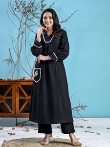 Elegant Black Kurta Pant Set